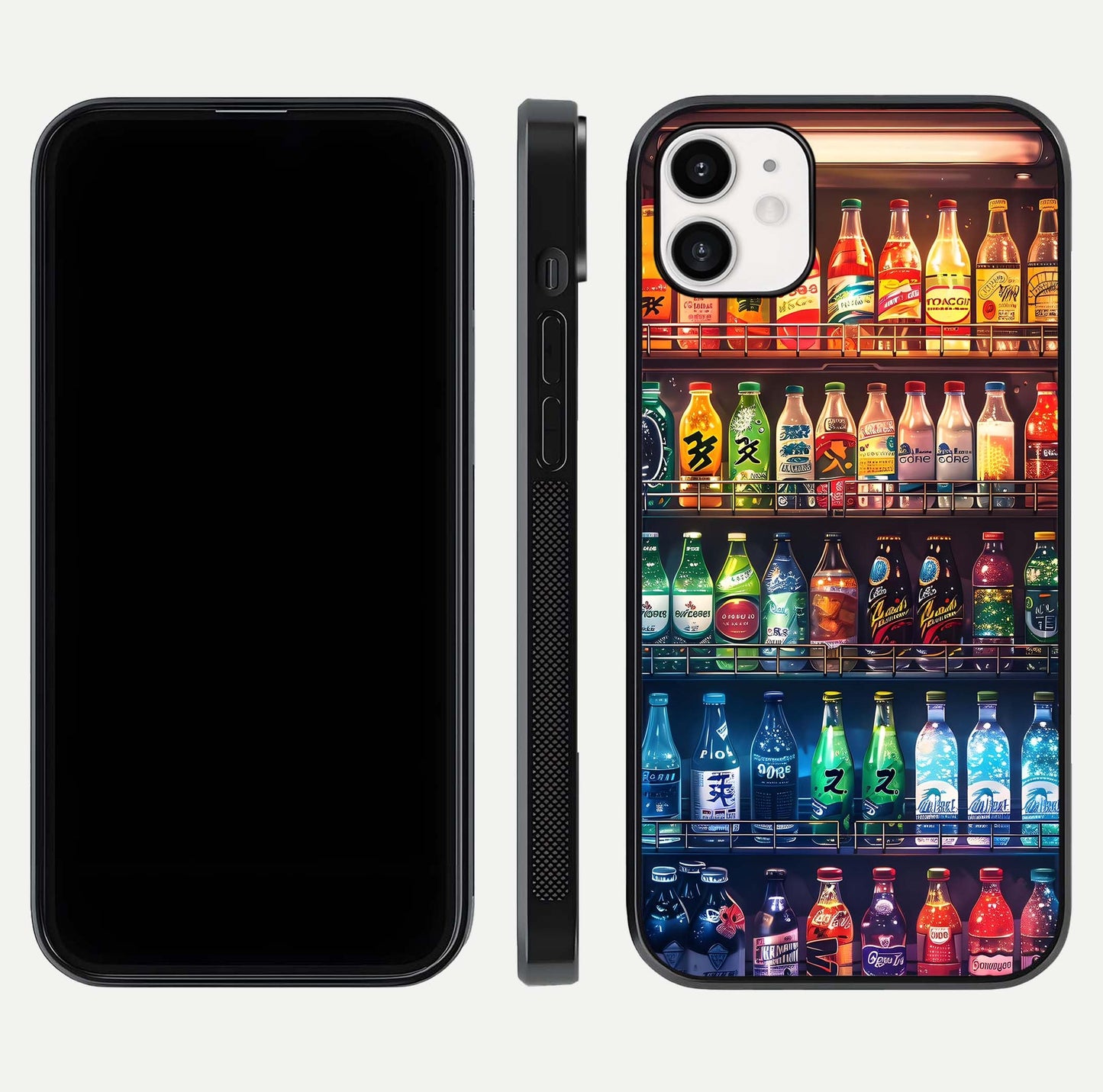 Colorful Soda Bottles Glass Case for iphone-12 dual-view layout displaying playful tones and gloss clarity