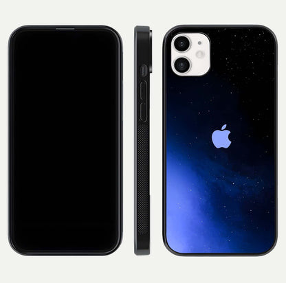 Cosmic Blue Apple Glass Case for iphone-12 dual-view layout displaying cosmic tones and glass edges