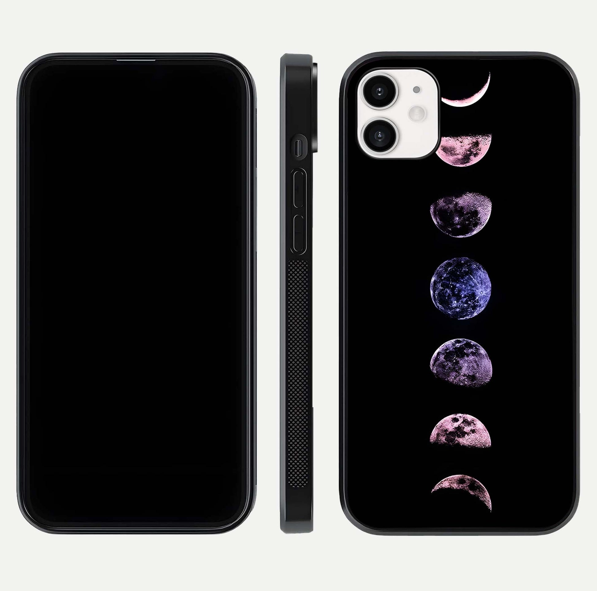 Crimson All Planets Glass Case for iphone-12 dual-view layout displaying crimson tones and curved edges