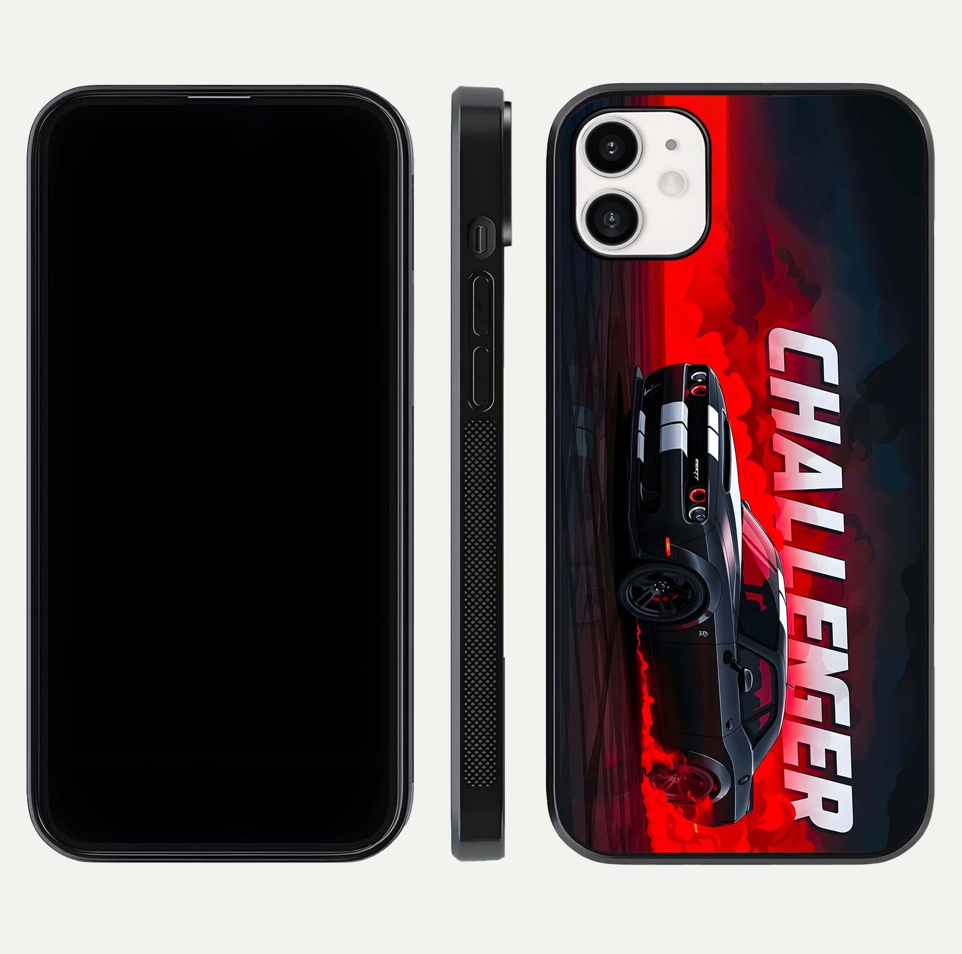 Crimson Challenger Fury Glass Case for iphone-12 dual-view layout displaying bold tones and edge polish