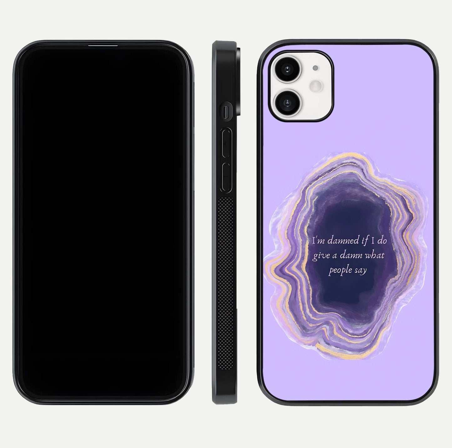 Damned People Quote Glass Case for iphone-12 dual-view layout displaying modern print and glass clarity