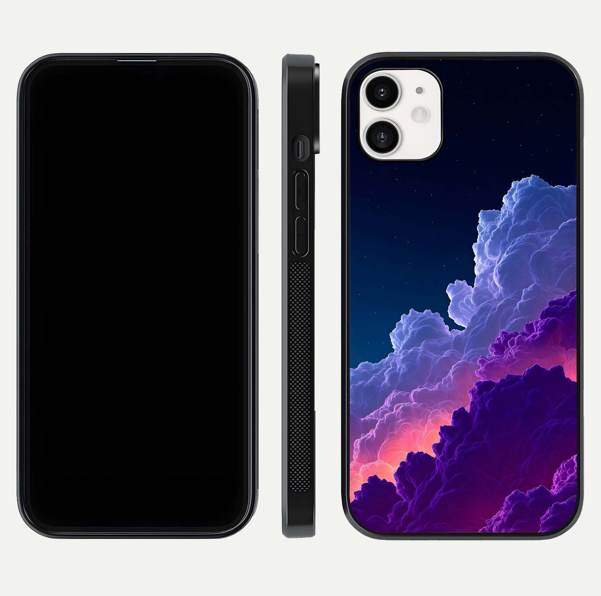 Dreamy Cloud Skies Glass Case for iphone-12 dual-view layout displaying calm sky art and smooth curve