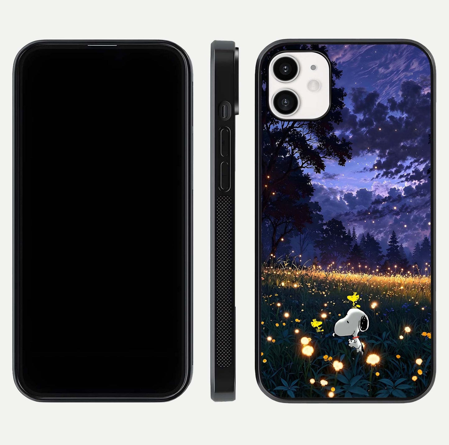 Firefly Meadow Magic Glass Case for iphone-12 dual-view layout displaying enchanting tones and curved edges
