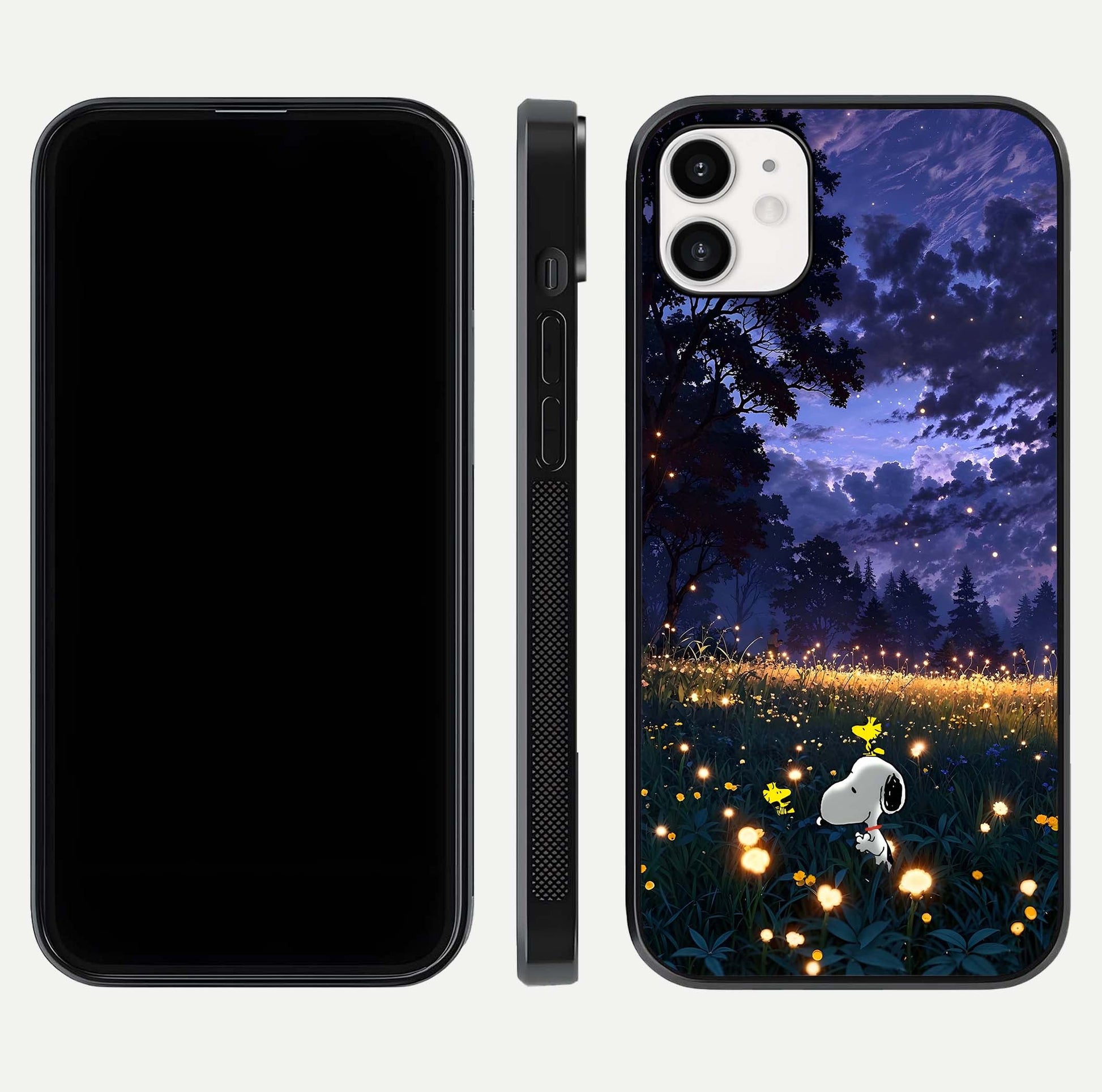 Firefly Meadow Magic Glass Case for iphone-12 dual-view layout displaying enchanting tones and curved edges