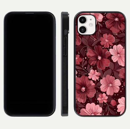 Flower Blush Bloom Glass Case for iphone-12 dual-view layout displaying HD print and smooth curves