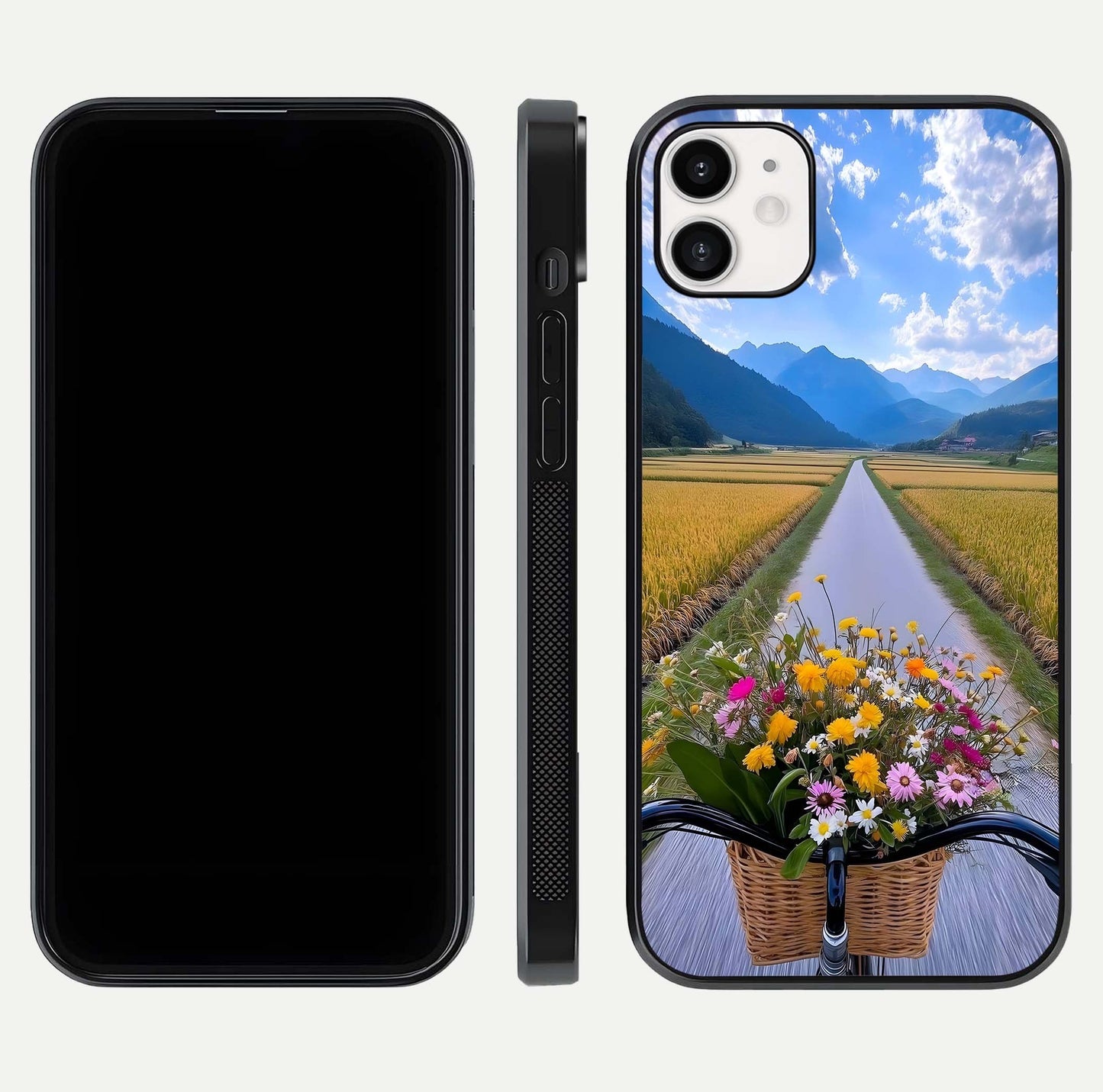 Golden Field Journey Glass Case for iphone-12 front and back view layout highlighting natural gradient and smooth glass finish
