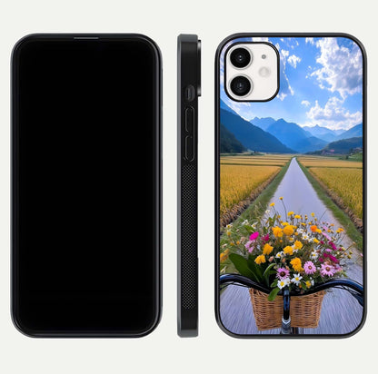 Golden Field Journey Glass Case for iphone-12 front and back view layout highlighting natural gradient and smooth glass finish