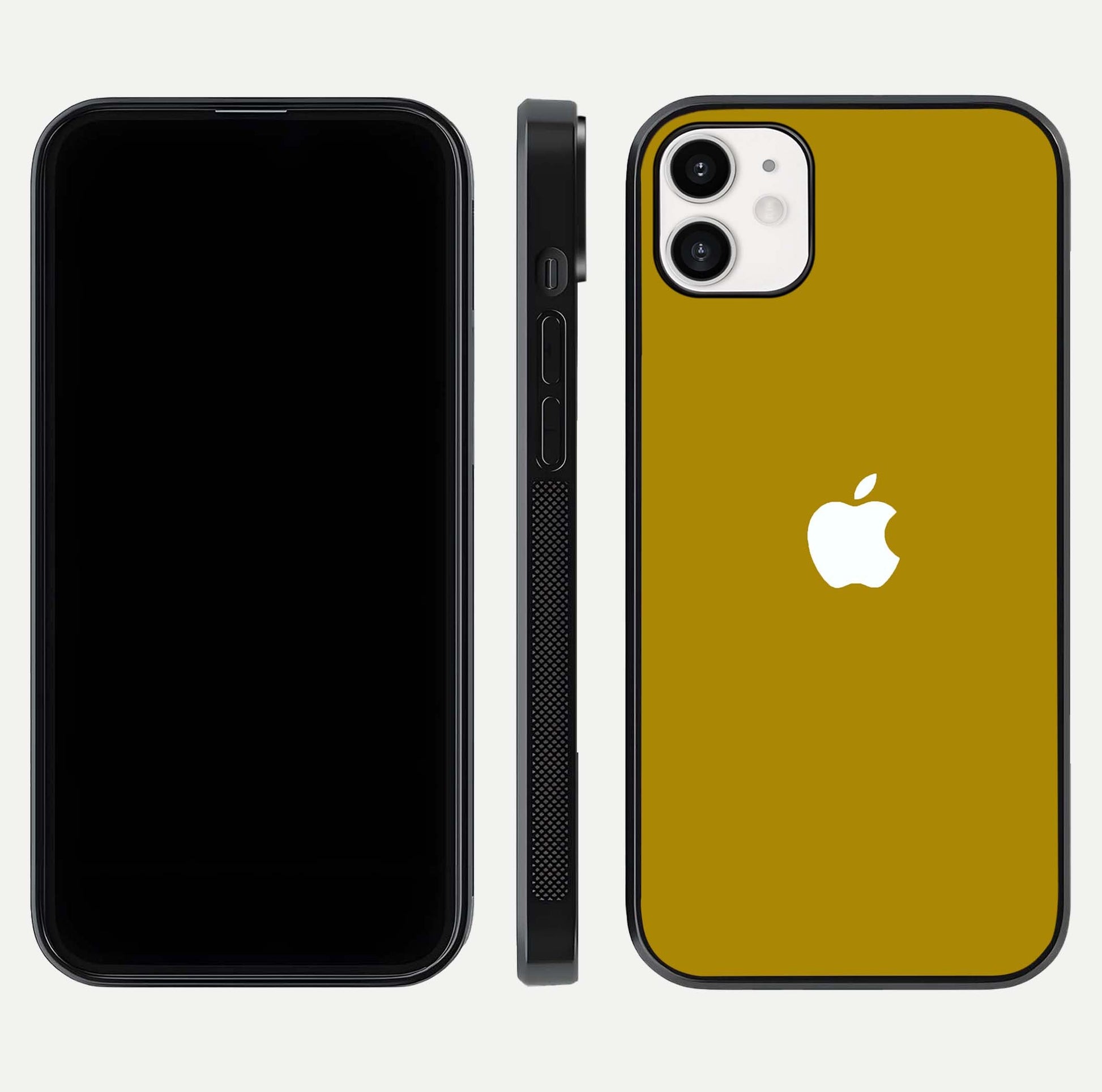 Golden Luxe Aura Glass Case for iphone-12 front and back view layout highlighting premium tone and curved glass