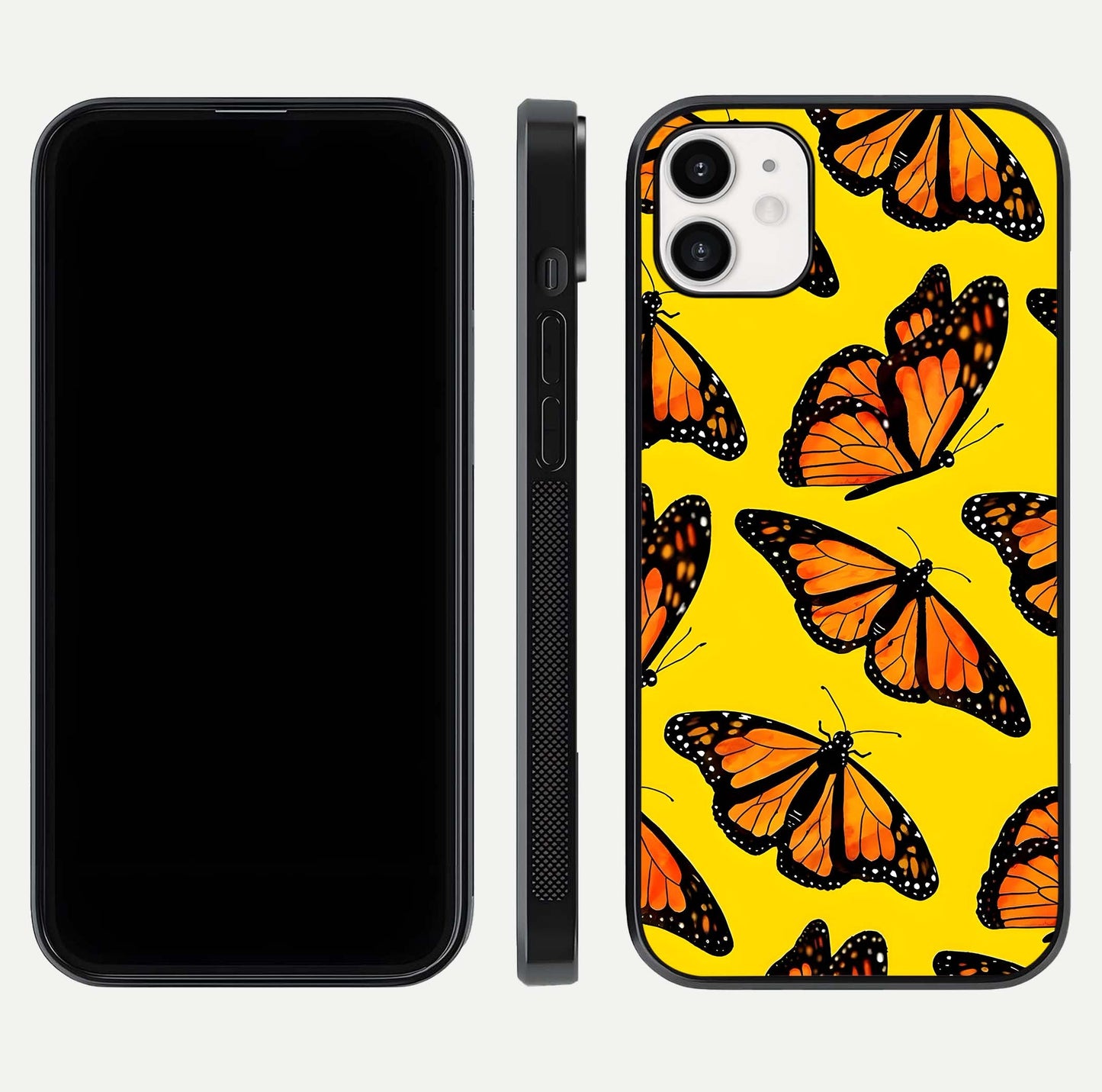 Golden Wing Flight Glass Case for iphone-12 front and back view layout highlighting graceful lines and curved glass