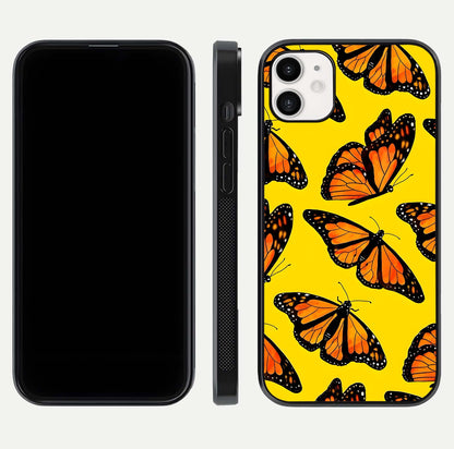 Golden Wing Flight Glass Case for iphone-12 front and back view layout highlighting graceful lines and curved glass