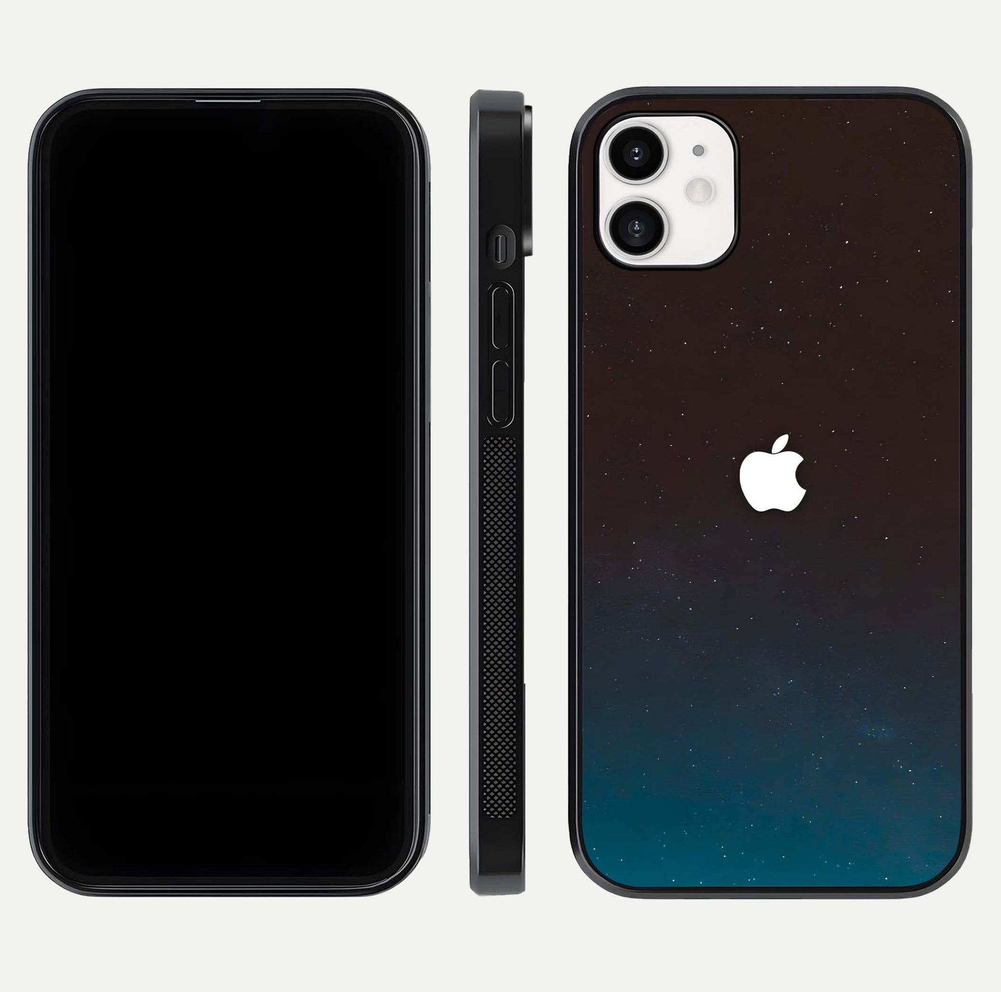 Green Emerald Apple Logo Glass Case for iphone-12 front and back view layout highlighting vibrant tones and curved glass