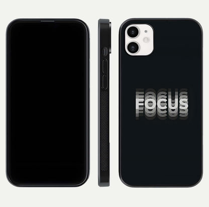 Mono Focus Vision Glass Case for iPhone 12 Mini front & back layout showing clean focus lines and curved edges