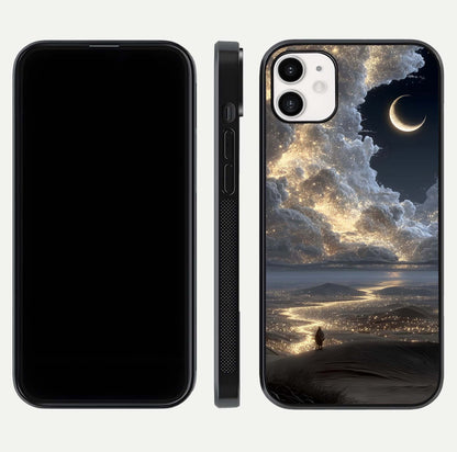 Moonlight Spark Path Glass Case for iphone-12 front & back layout highlighting calm tones and sleek edges