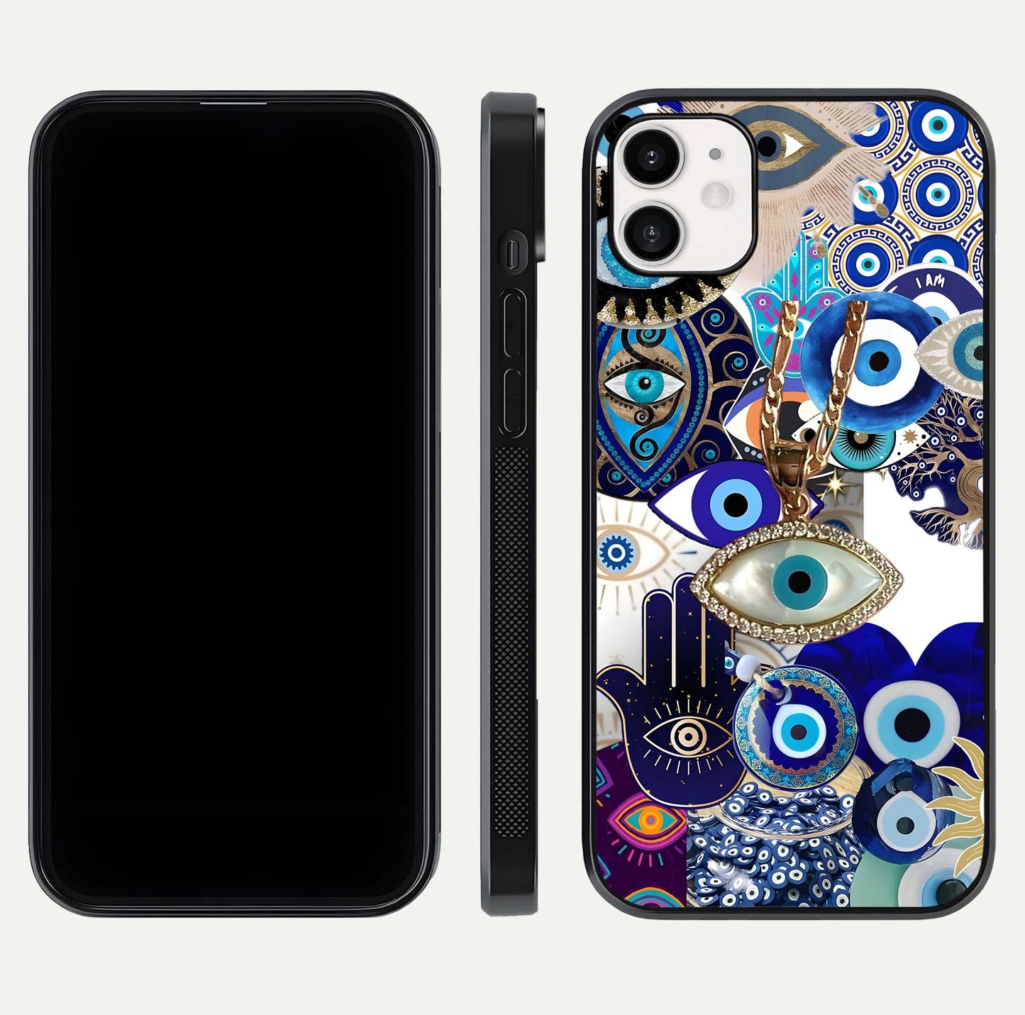 Mystic Charm Eye Glass Case for iphone-12 front & back layout highlighting spiritual design and edges