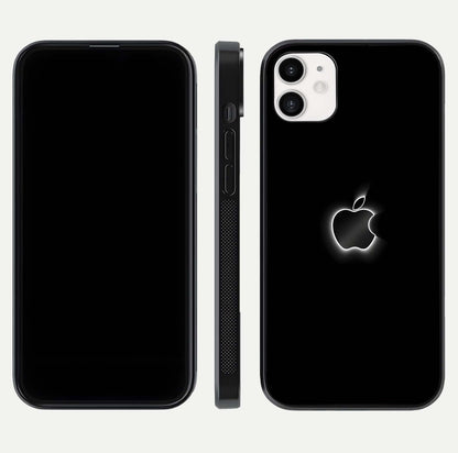 Neon Apple Glow Glass Case for iphone-12 front & back layout showing bright tones and edge curve