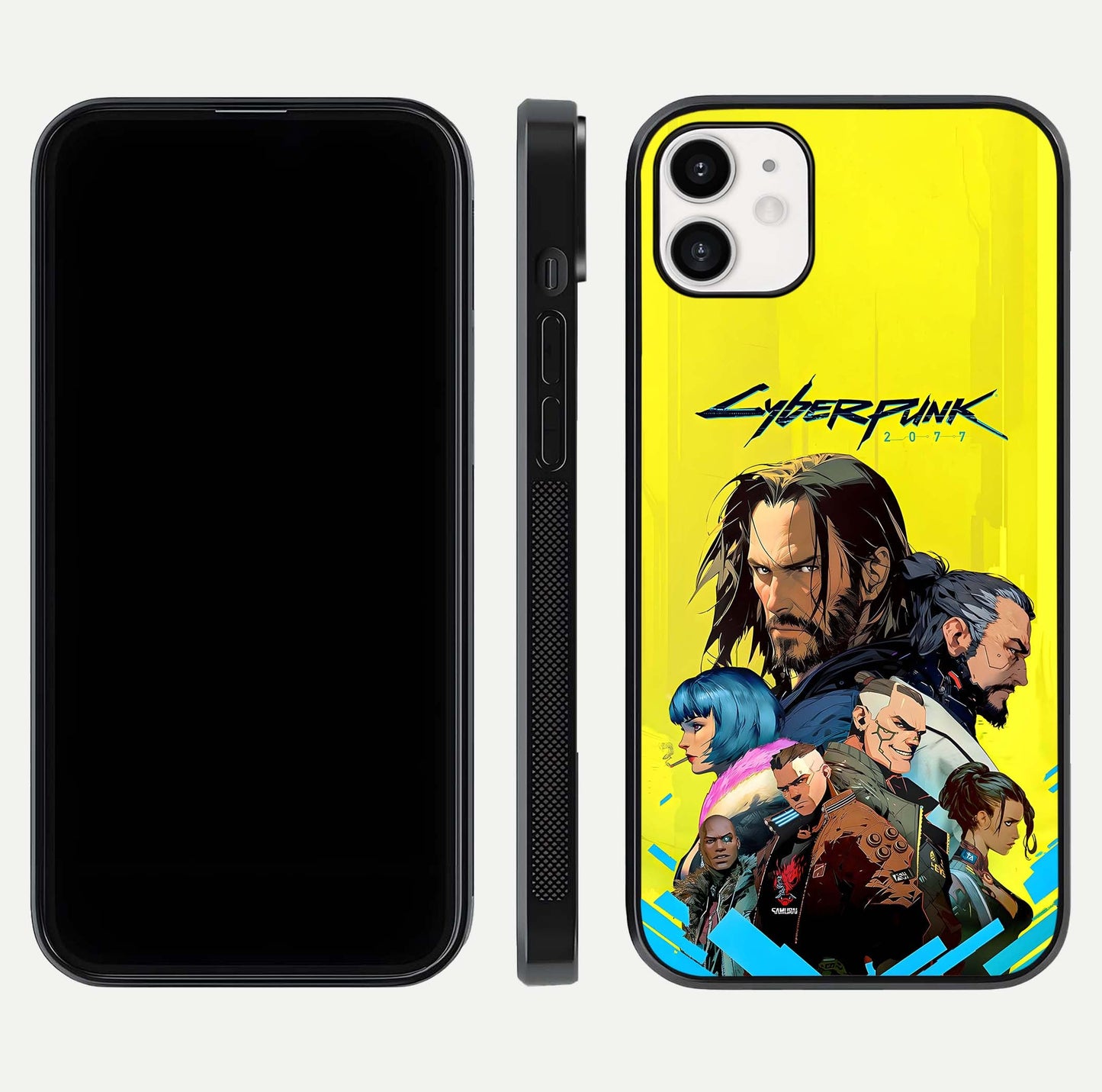 Neon Rebel Genesis Glass Case for iphone-12 front & back layout highlighting futuristic theme and curves