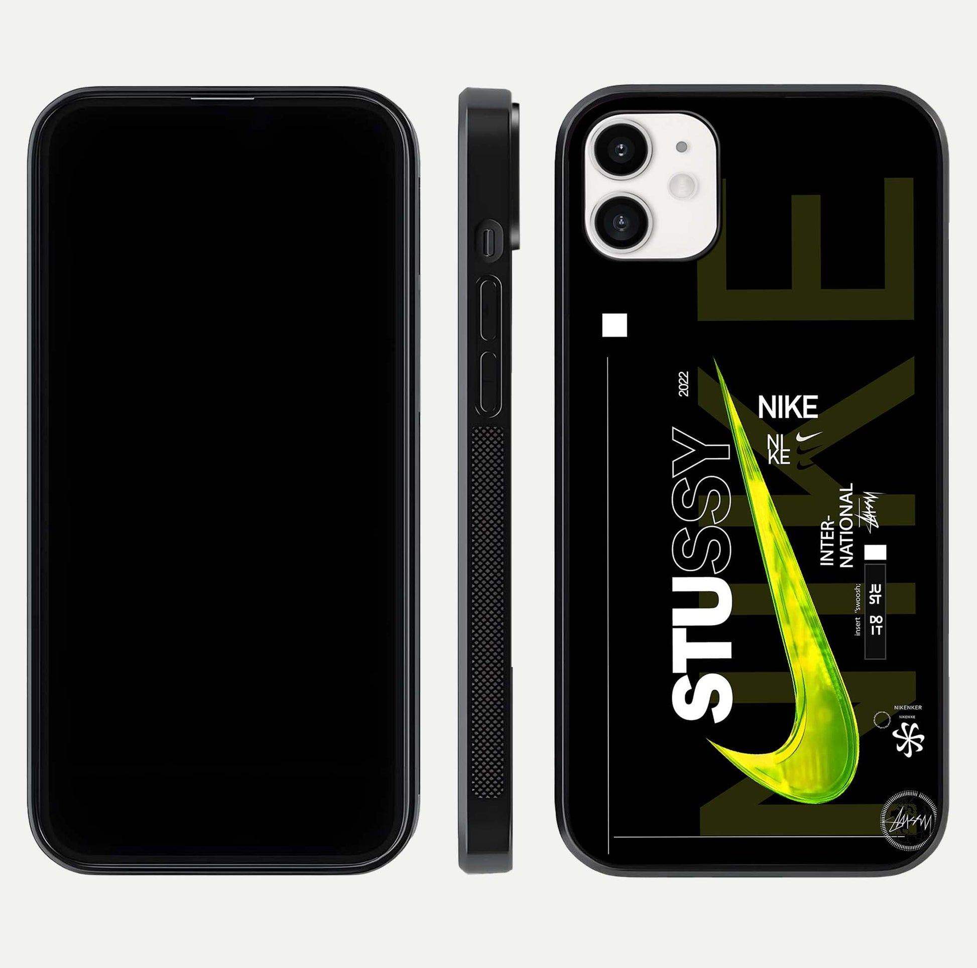 Neon Street Edition Glass Case for iphone-12 front & back layout highlighting street art vibe and edges