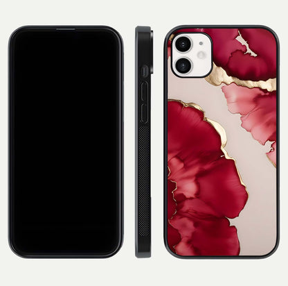 Pink & White Marble Glass Case For iPhone 12