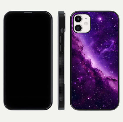 Purple Shade Sky Glass Case for iphone-12 front & back layout showing HD tones and clean glass edges