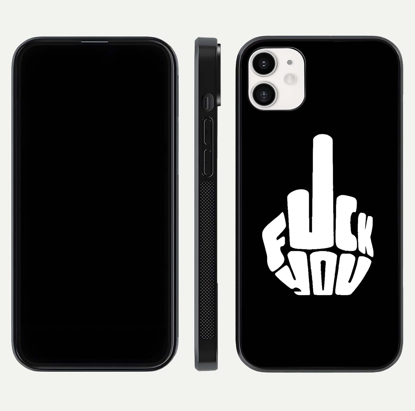 Rebel Mode On Glass Case for iphone-12 front & back layout showing minimal tone and clean edge fit