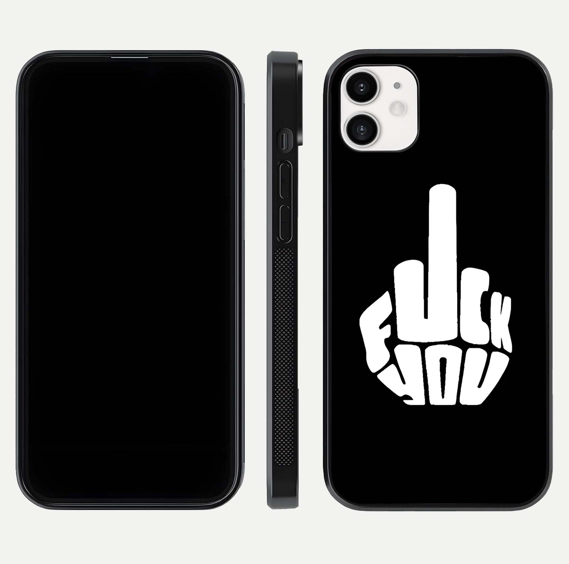 Rebel Mode On Glass Case for iphone-12 front & back layout showing minimal tone and clean edge fit