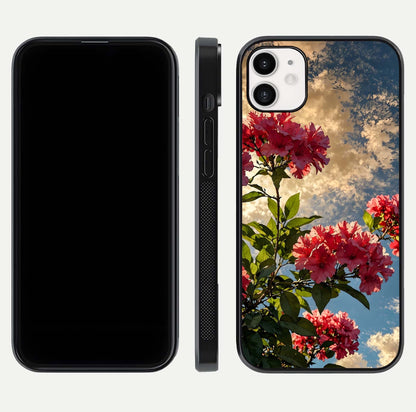 Red Bloom Skies Glass Case for iphone-12 front & back layout showing soft gradient sky tones and edges