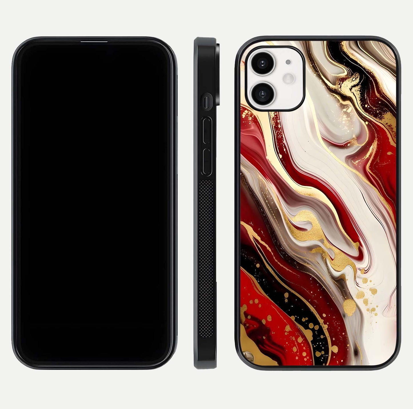 Red & White Marble Glass Case For iPhone 8