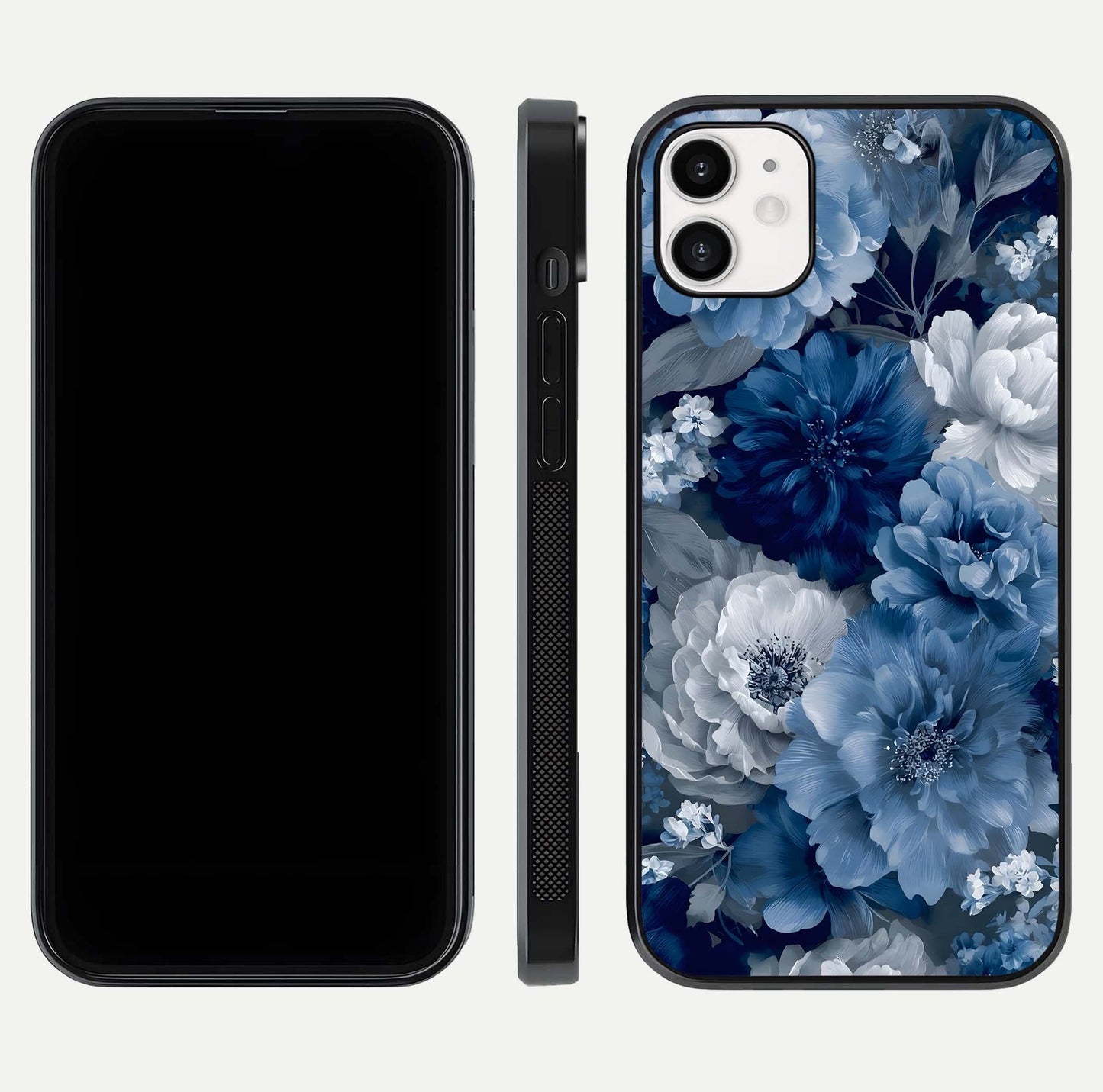 Royal Bloom Garden Glass Case for iphone-12 front & back layout showing soft tones and curved glass design