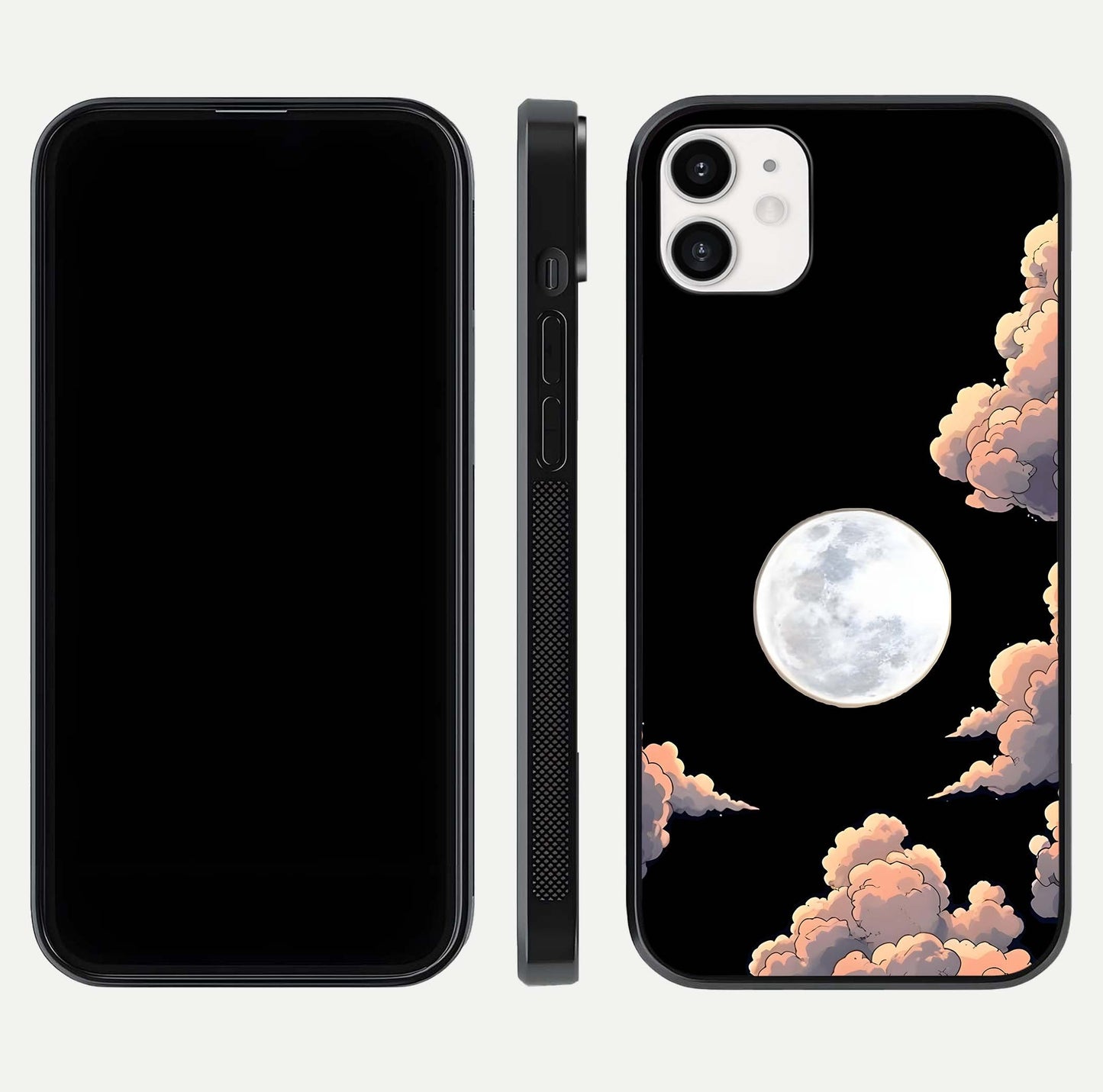 Shade Cloud Moon Glass Case for iphone-12 front & back layout showing soft gradient tones and edges