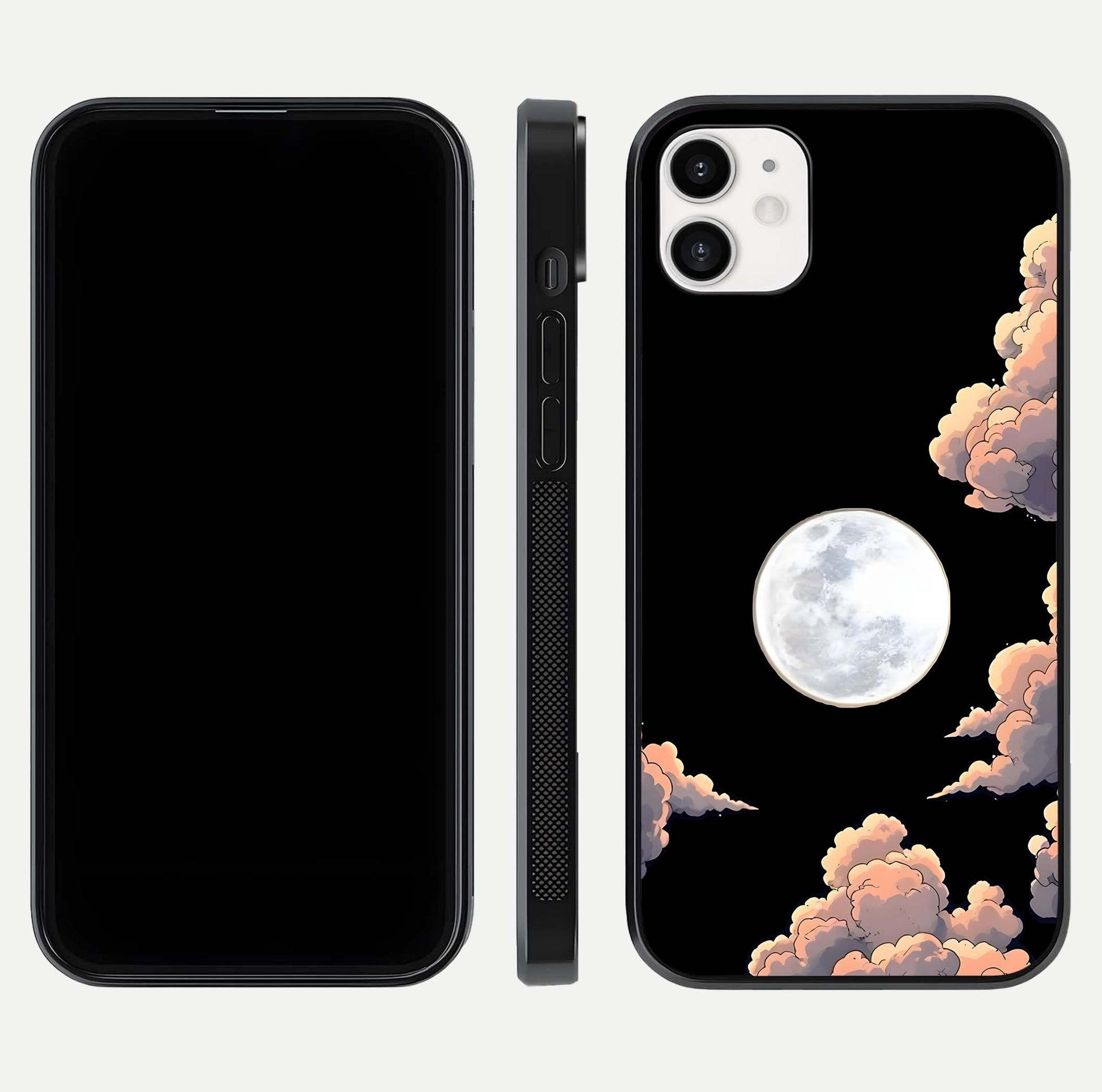Shade Cloud Moon Glass Case for iphone-12 front & back layout showing soft gradient tones and edges