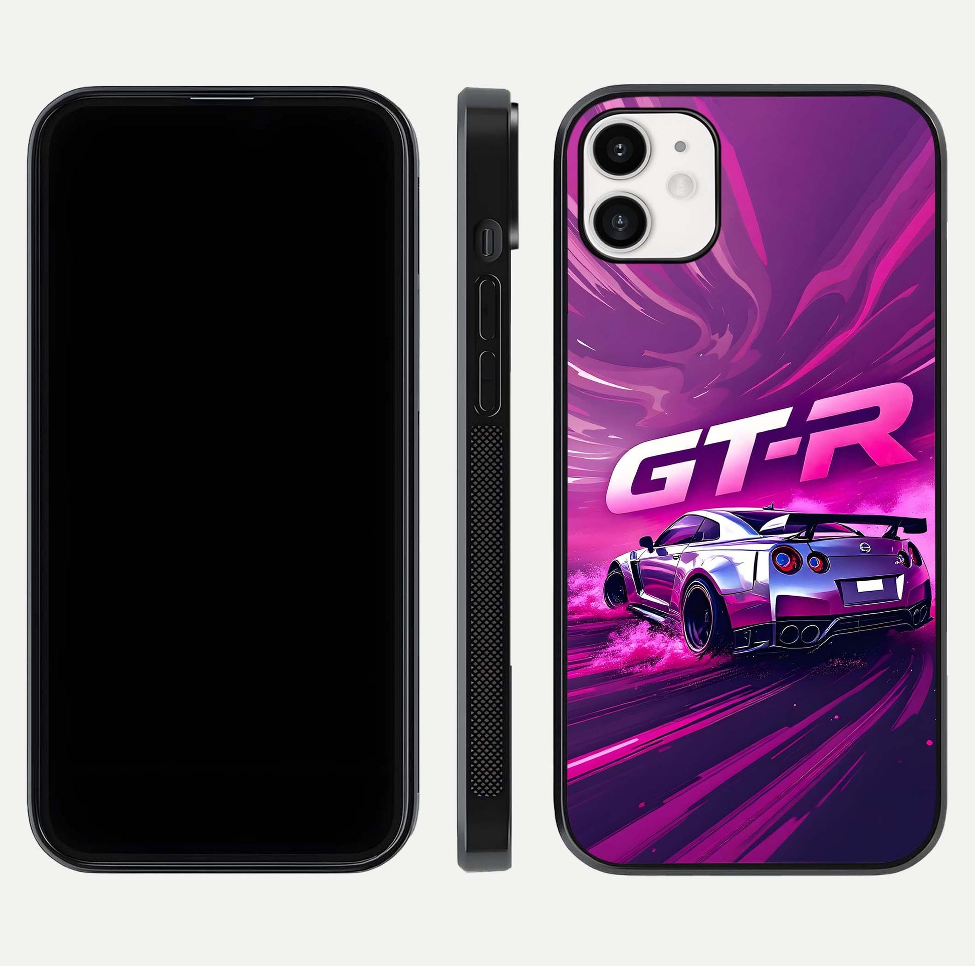 Speed Drift Legend Glass Case for iphone-12 front & back layout showing bold tones and smooth edges