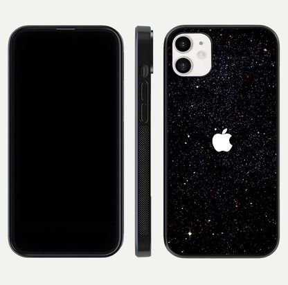 Starry Apple Galaxy Glass Case for iphone-12 front & back layout showing cosmic tones and sleek edge
