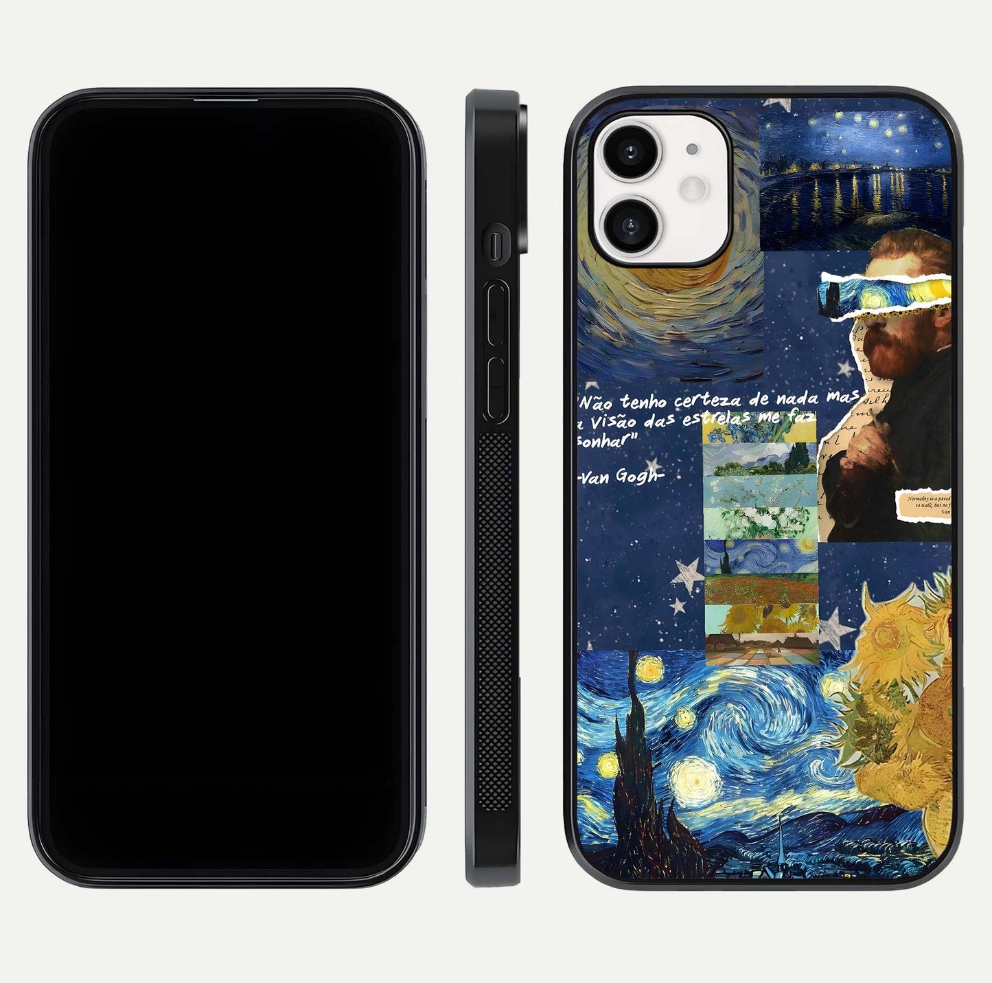 Starry Dream Vision Glass Case for iphone-12 front & back layout showing star blend and smooth edges