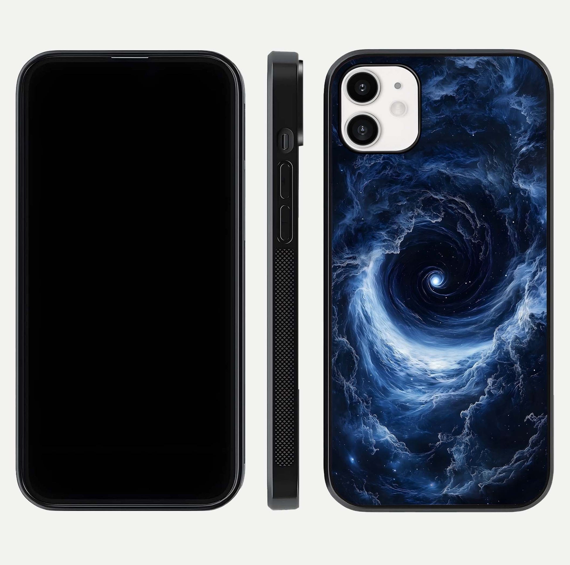Stunning Galaxy Glass Case for iphone-12 front & back layout showing deep cosmic hues and clean edges