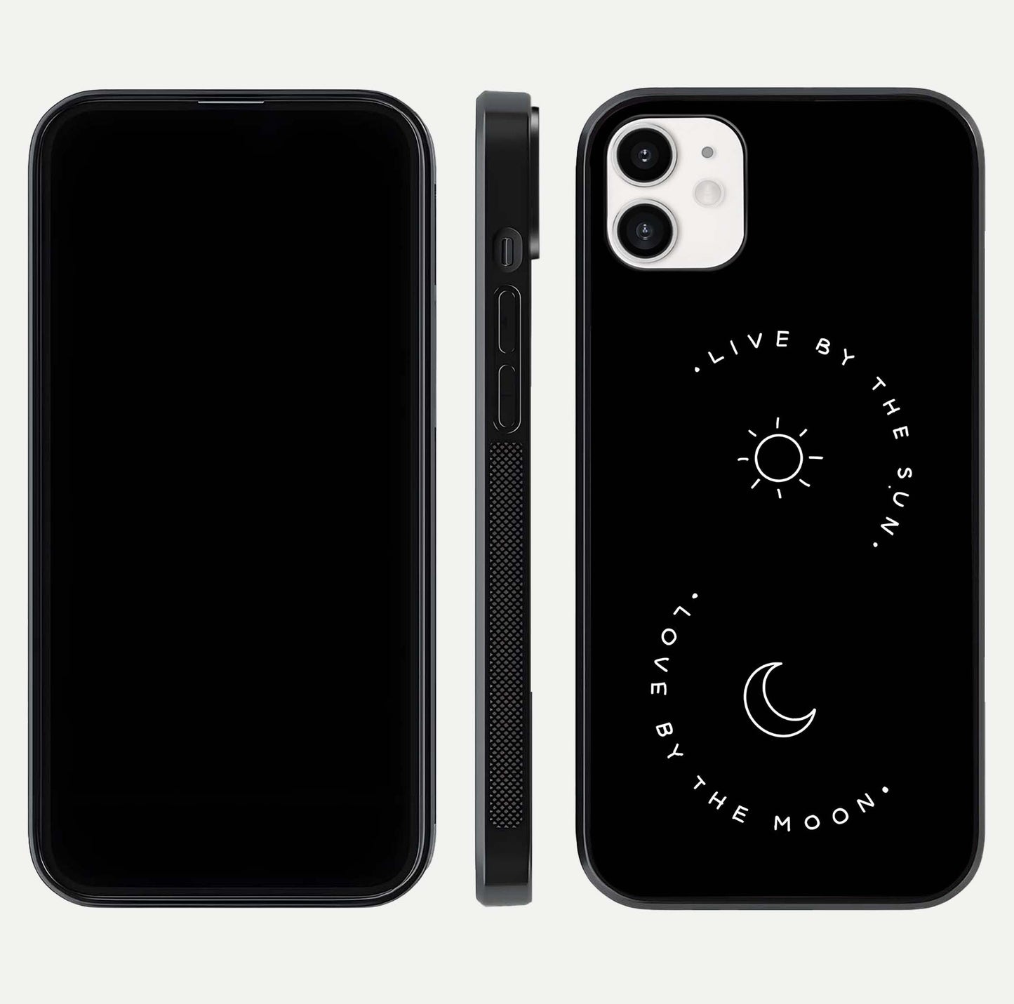Sun Moon Balance Glass Case for iphone-12 front & back layout showing smooth gradient and balanced design