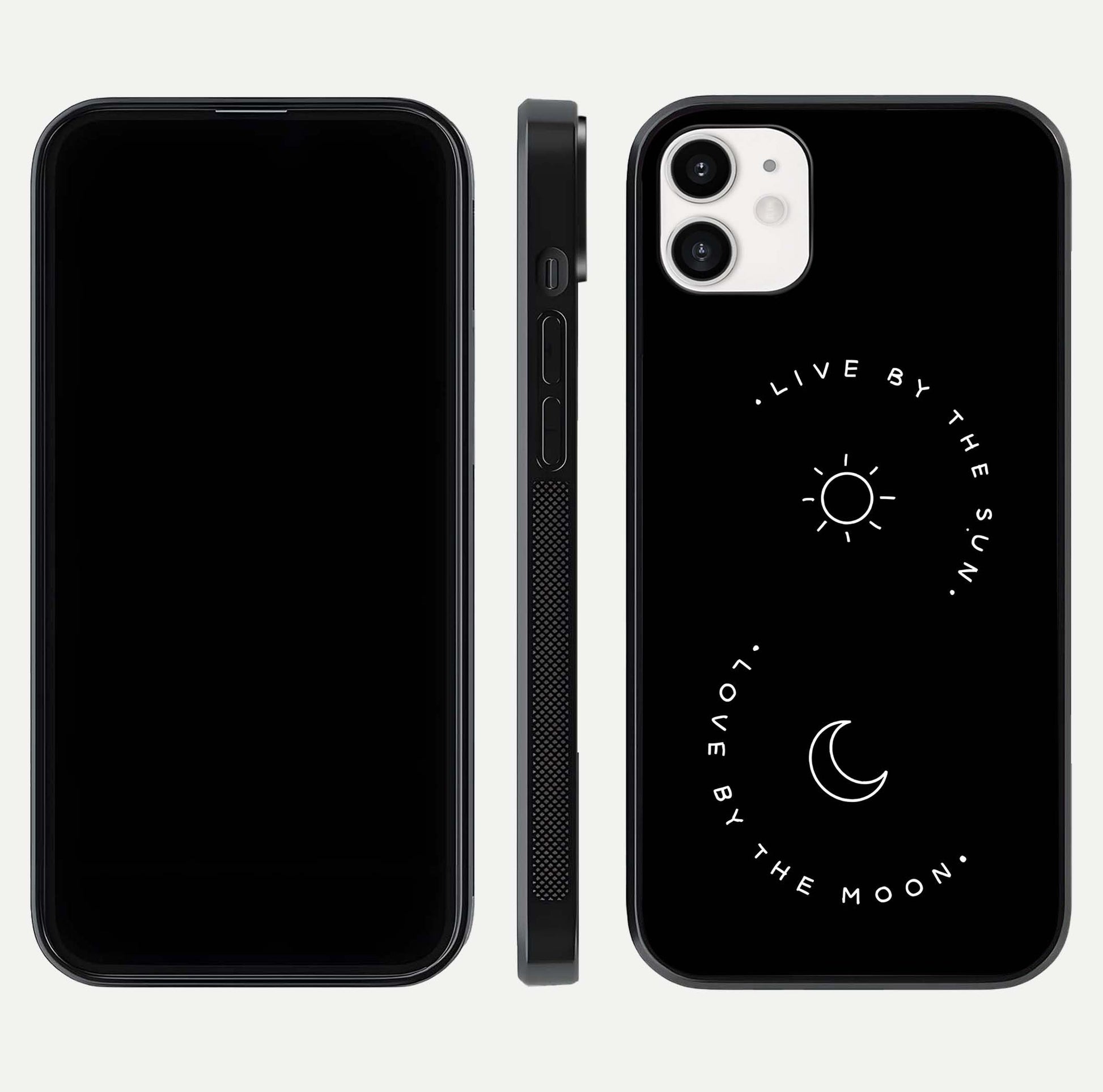 Sun Moon Balance Glass Case for iphone-12 front & back layout showing smooth gradient and balanced design