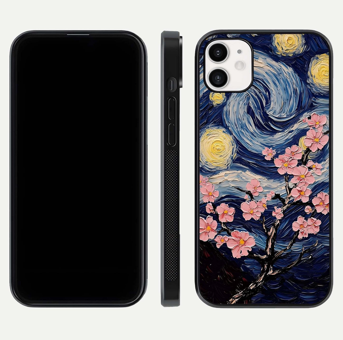 Van Gogh Scenery Glass Case for iphone-12 front & back layout showing vibrant tones and detailed design
