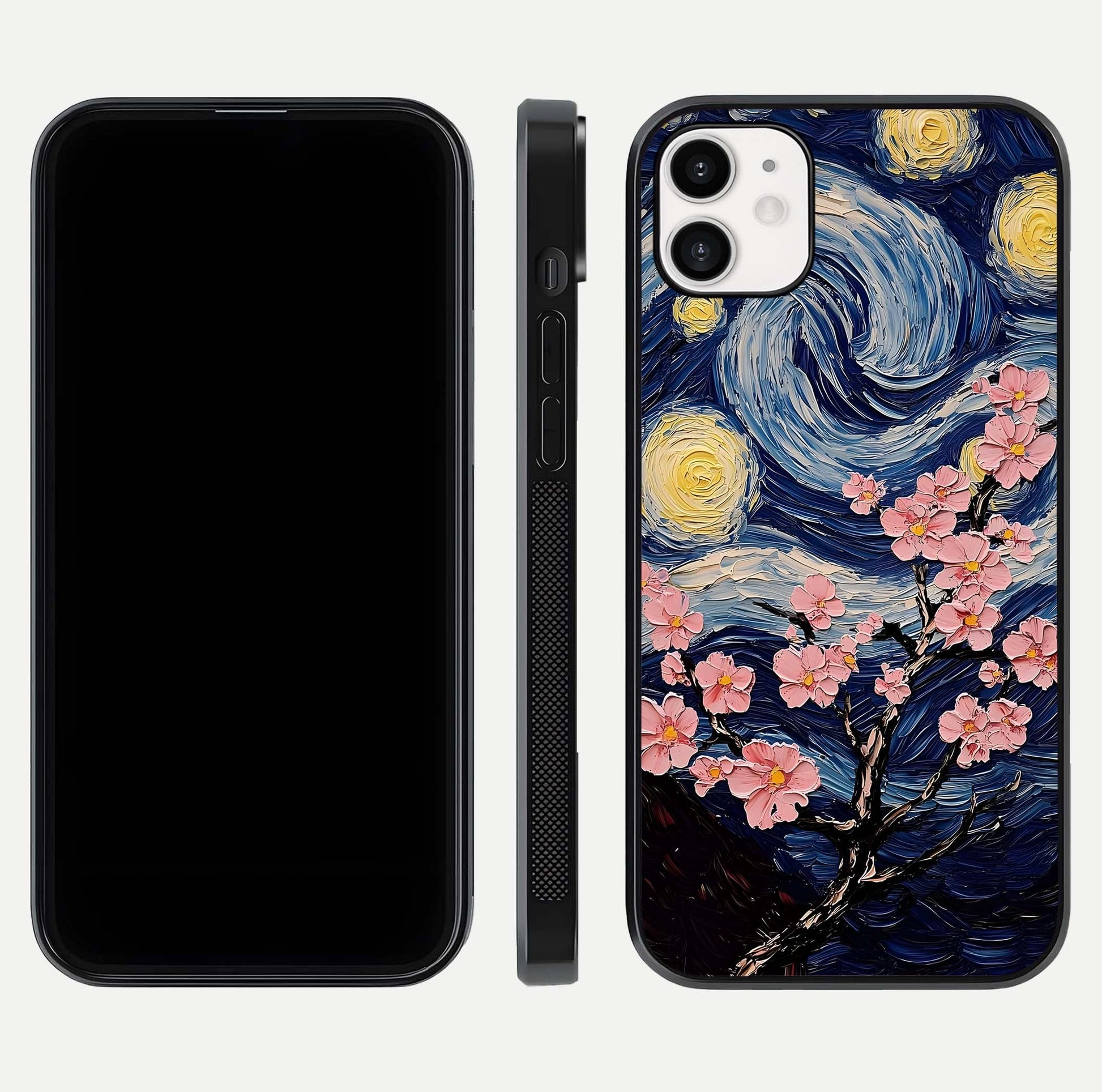 Van Gogh Scenery Glass Case for iphone-12 front & back layout showing vibrant tones and detailed design