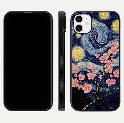 Van Gogh Scenery Glass Case for iphone-12 front & back layout showing vibrant tones and detailed design