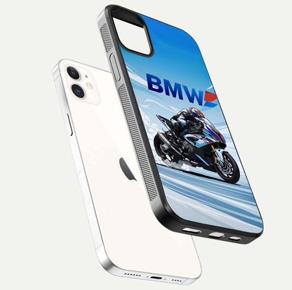 BMW Power Drift Glass Case for iphone-12 floating mockup displaying bold drift artwork and glossy polish