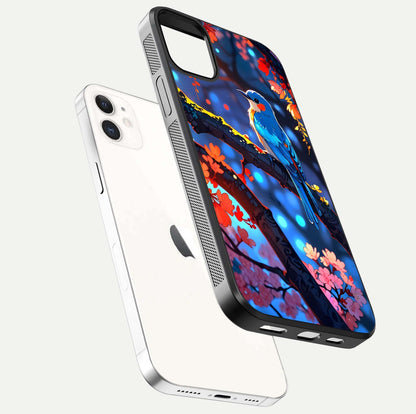 Blooming Spendor Bird Glass Case for iphone-12 floating dual-mockup capturing gloss tone and curved texture