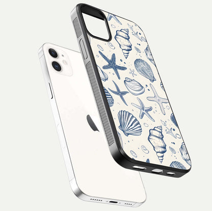 Blue Ocean Outline Glass Case for iphone-12 floating mockup displaying marine-inspired aesthetic and smooth surface