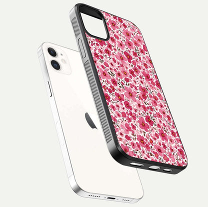Cherry Blossom Charm Glass Case for iphone-12 floating mockup displaying pink tone flow and polished edges