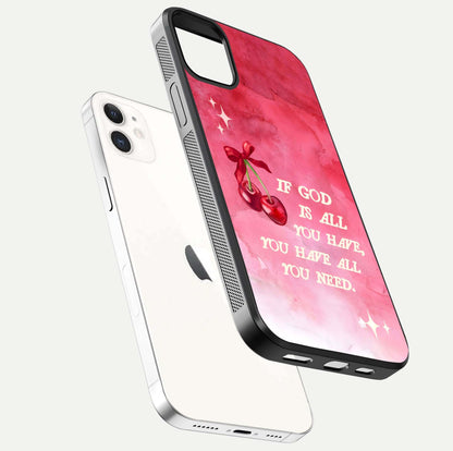 Cherry Quote Glass Case for iphone-12 floating mockup capturing shine texture and clear typography