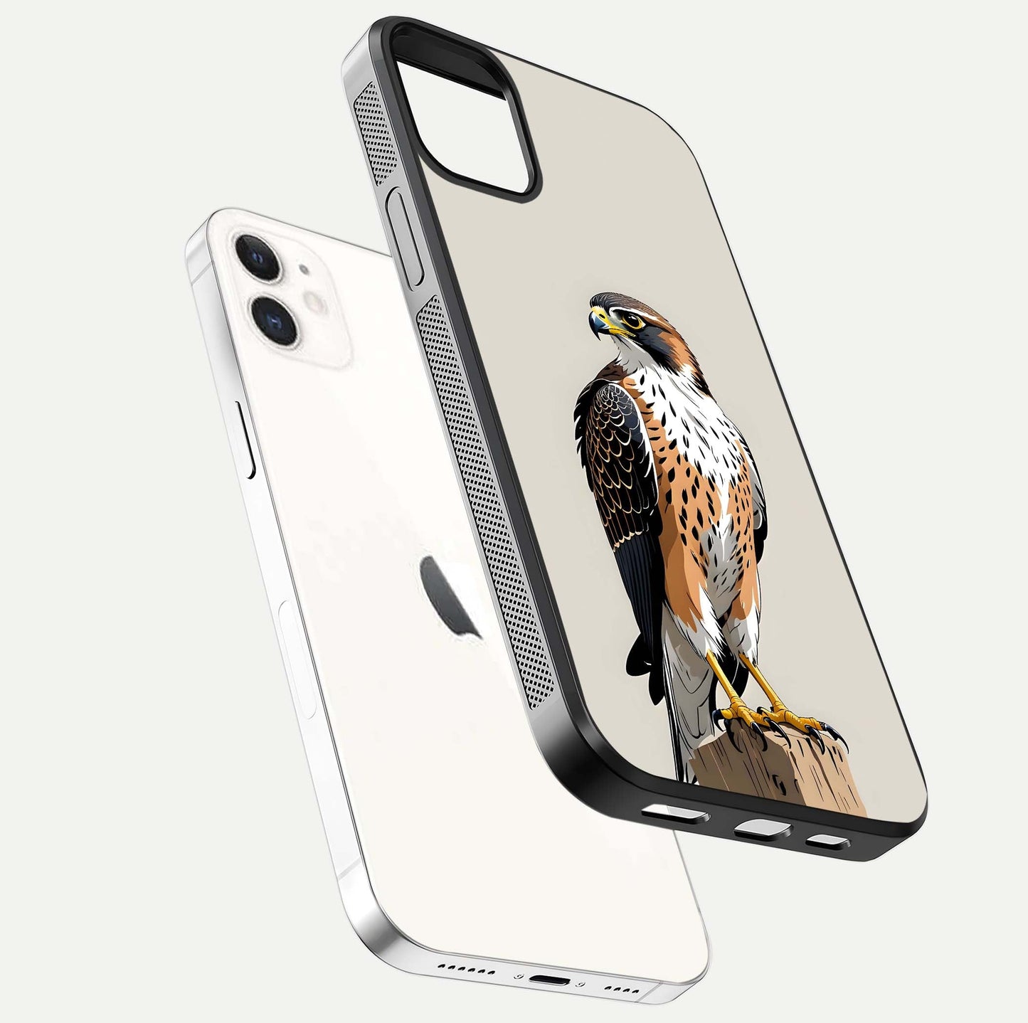 Clever Eagle Glass Case for iphone-12 floating mockup displaying sharp gloss and art contrast