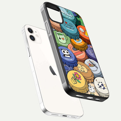 Coins Patterns Glass Case for iphone-12 floating mockup showing reflection depth and smooth tone