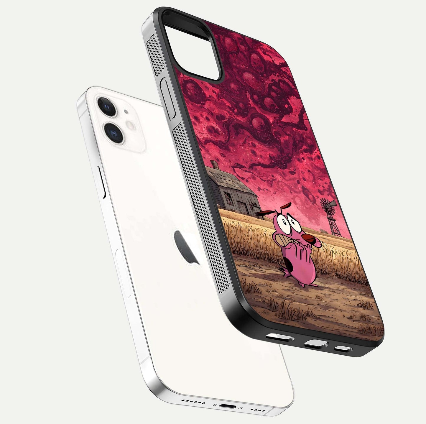 Courage Under Sky Glass Case for iphone-12 floating mockup showing shine reflection and clean edges