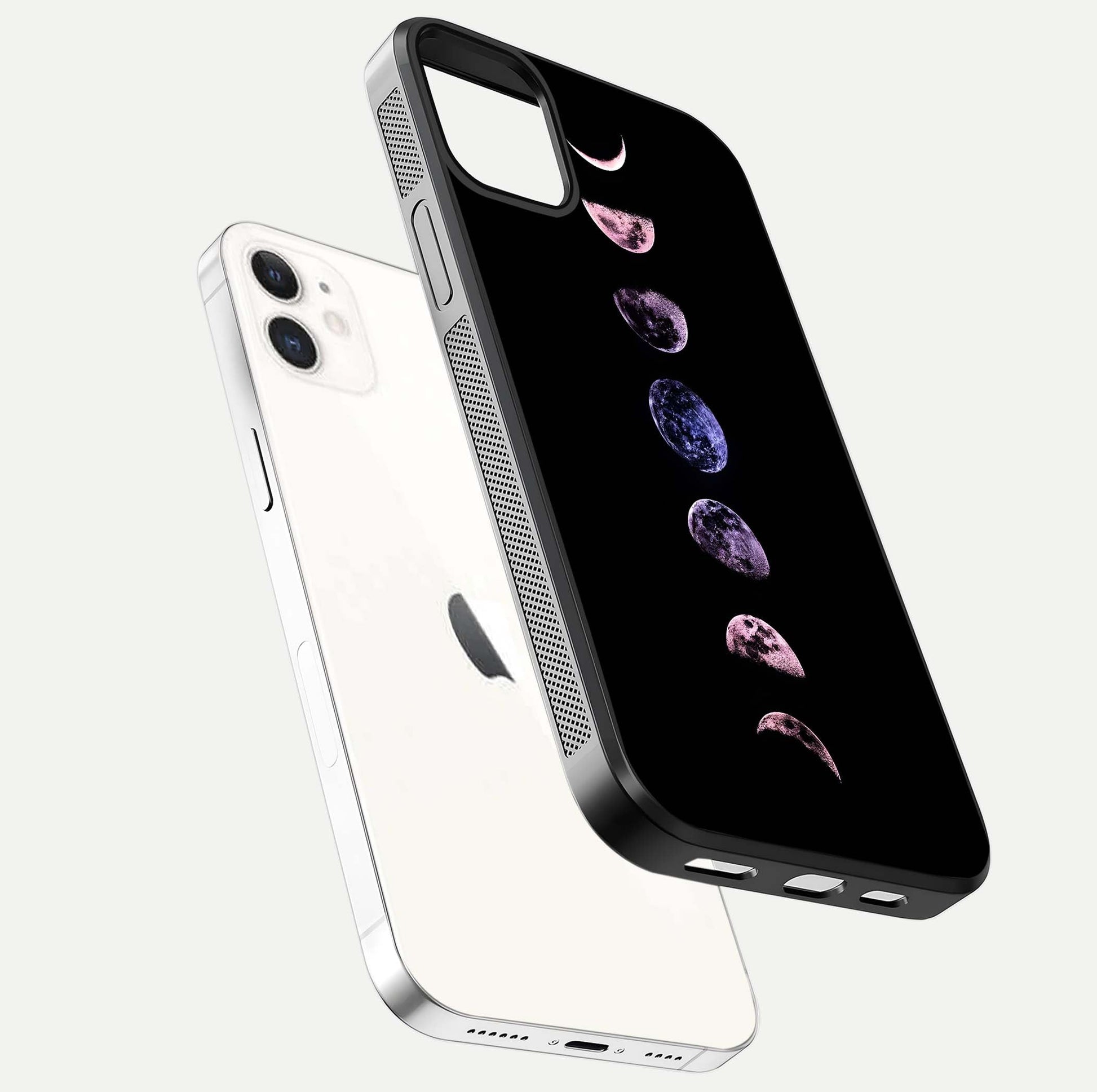 Crimson All Planets Glass Case for iphone-12 floating mockup showing gloss depth and rich hues