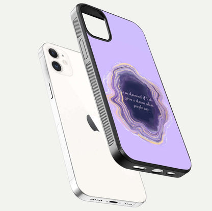 Damned People Quote Glass Case for iphone-12 floating mockup showing gloss reflection and text balance