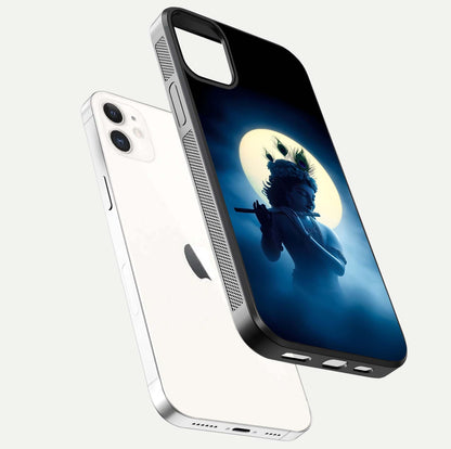 Divine Moon Flute Glass Case for iphone-12 floating mockup showing HD gloss and luminous texture